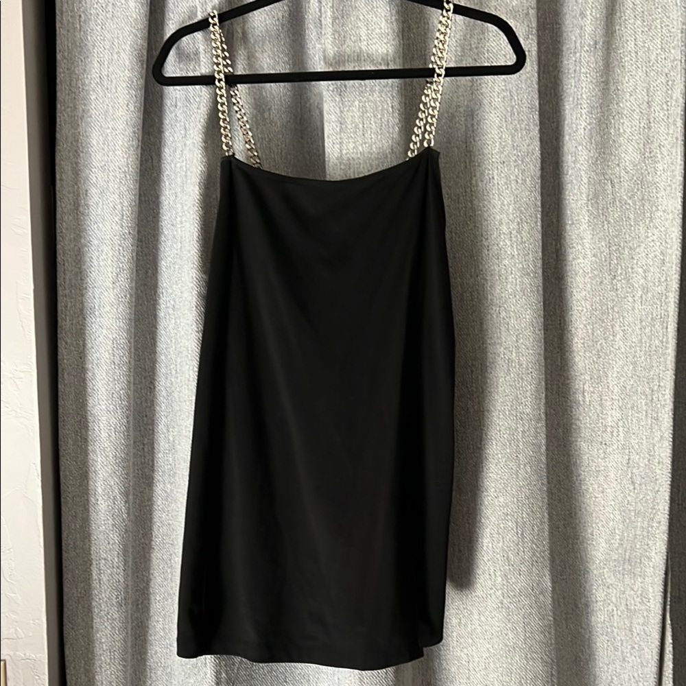 Motel Rocks Black Dress with Chain Accents